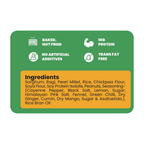 suprsnacks desi chatpata namkeen product label with health and ingredient information on a green background